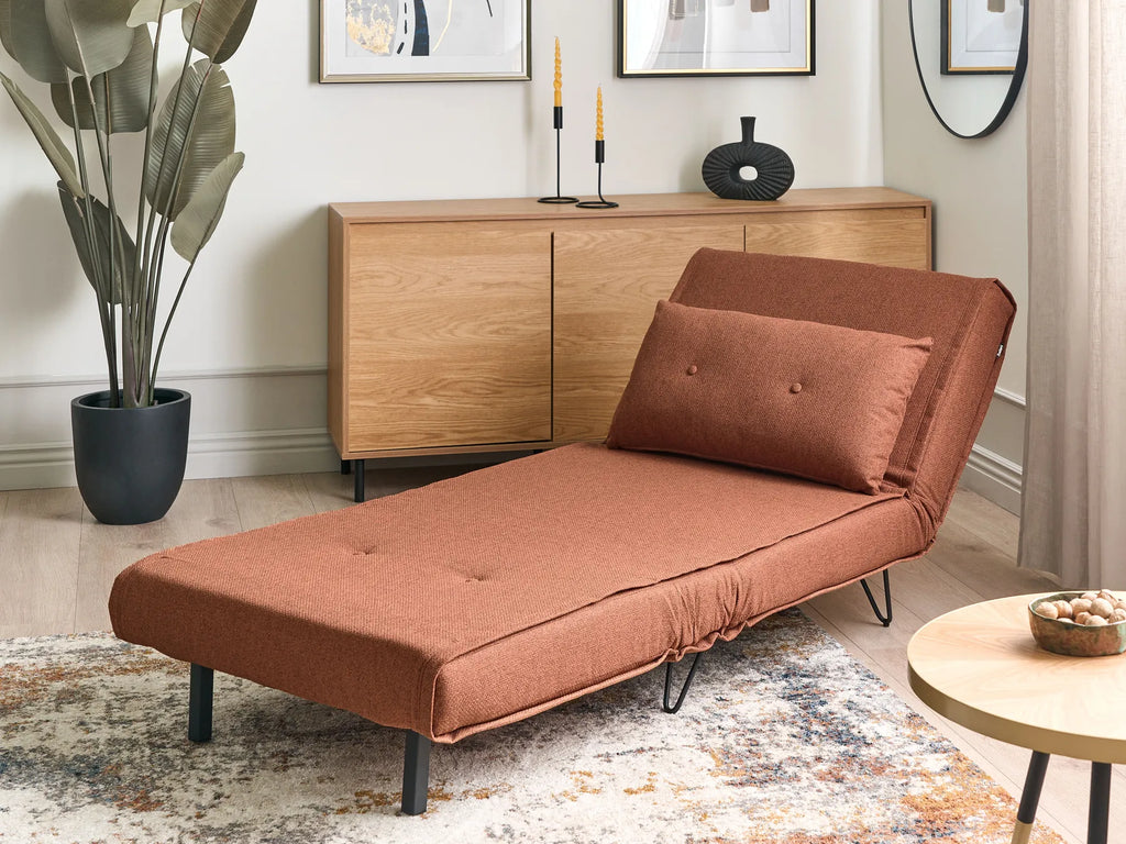 Single Sofa Bed VESTFOLD Fabric Orange
