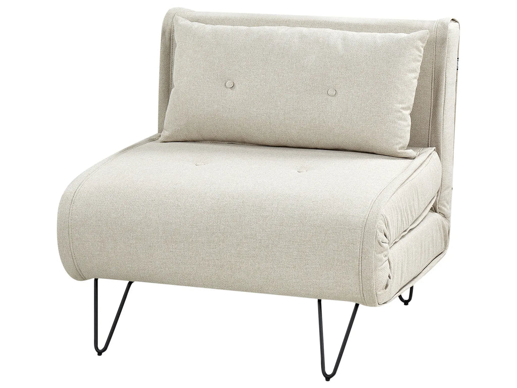 Single Sofa Bed VESTFOLD Fabric Light Beige