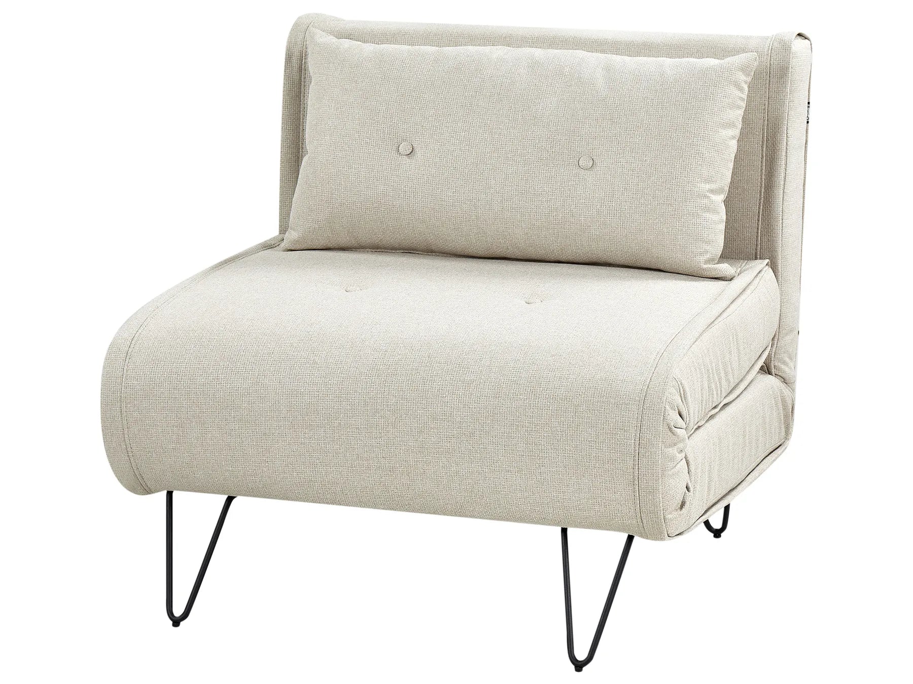 Single Sofa Bed VESTFOLD Fabric Light Beige