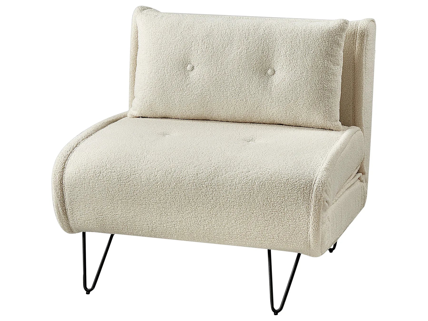 Single Sofa Bed VESTFOLD Boucle Off-White