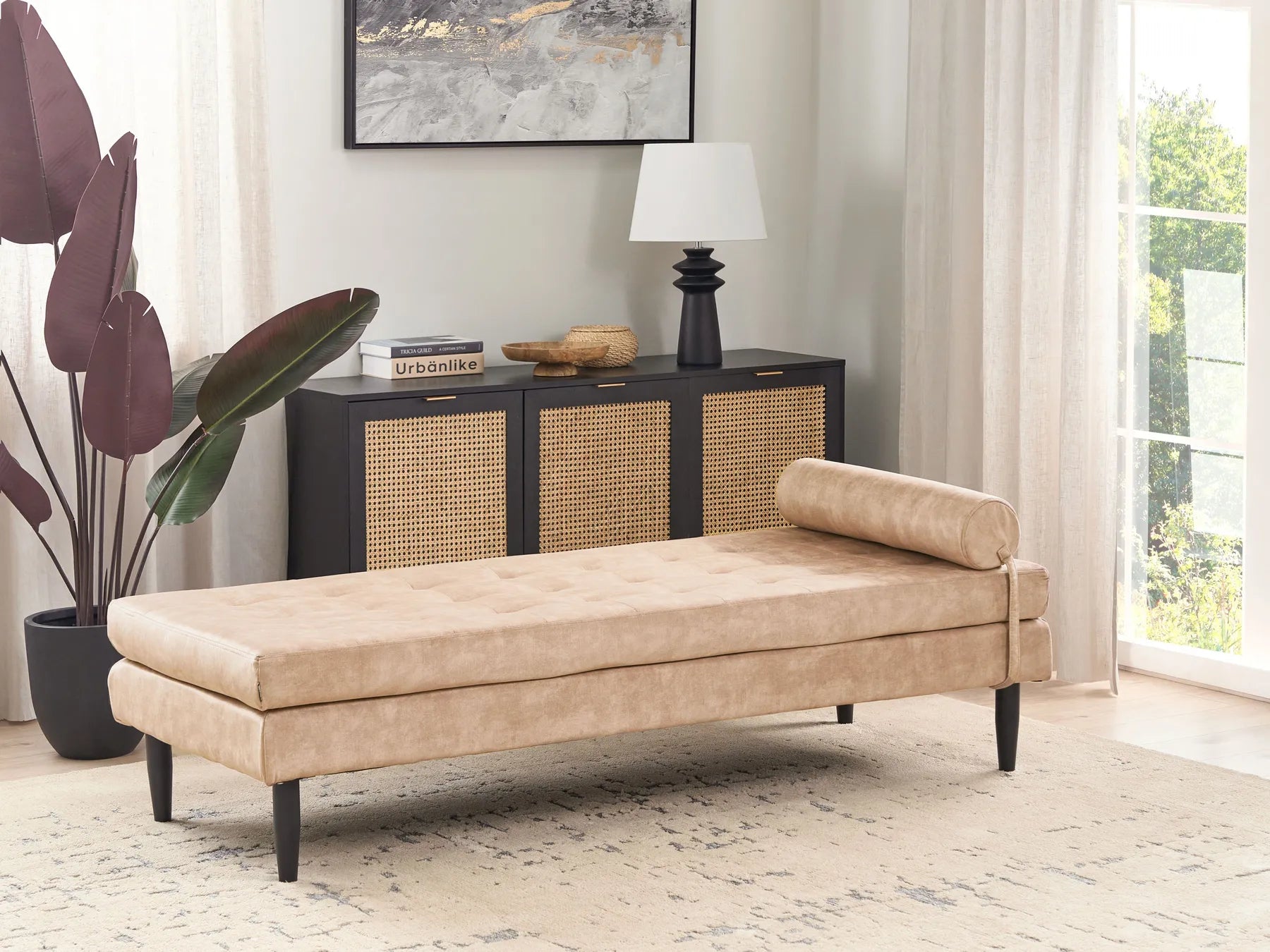 Chaise Longue USSEL Velvet Beige