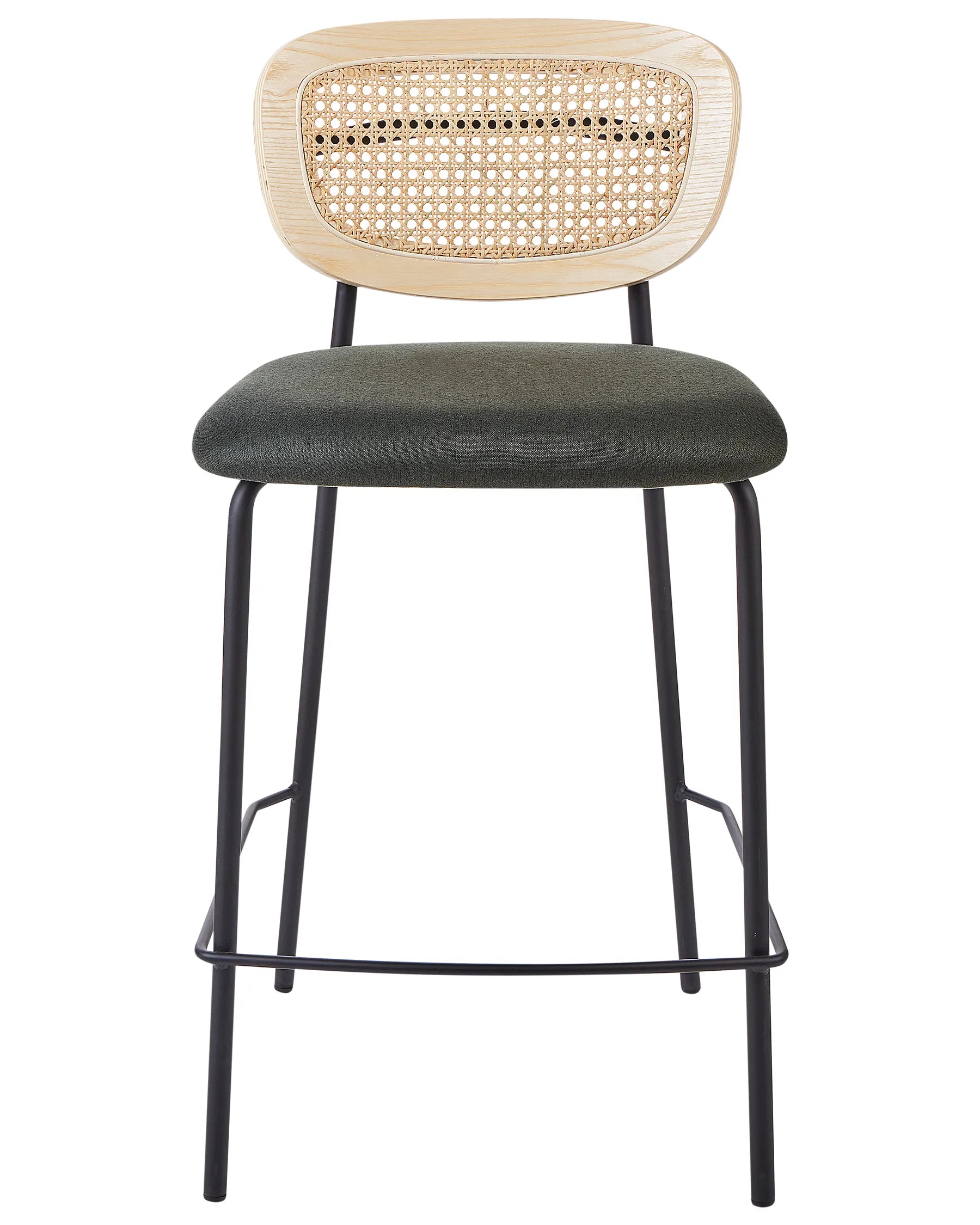 Set of 2 Bar Chairs MAYETTA Rattan Dark Green