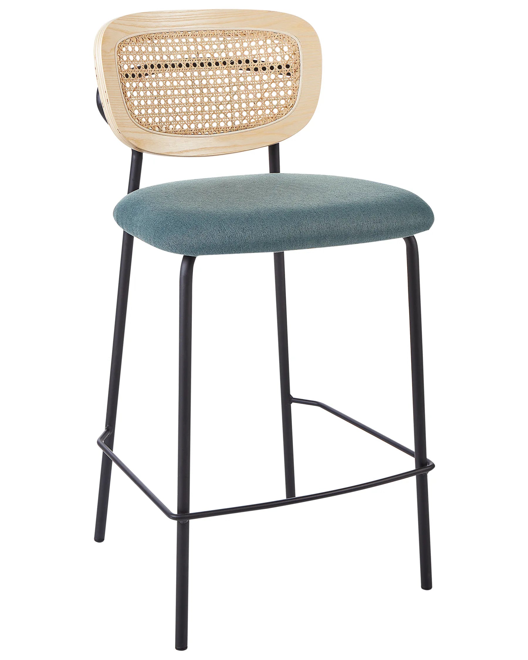 Set of 2 Bar Chairs MAYETTA Rattan Teal