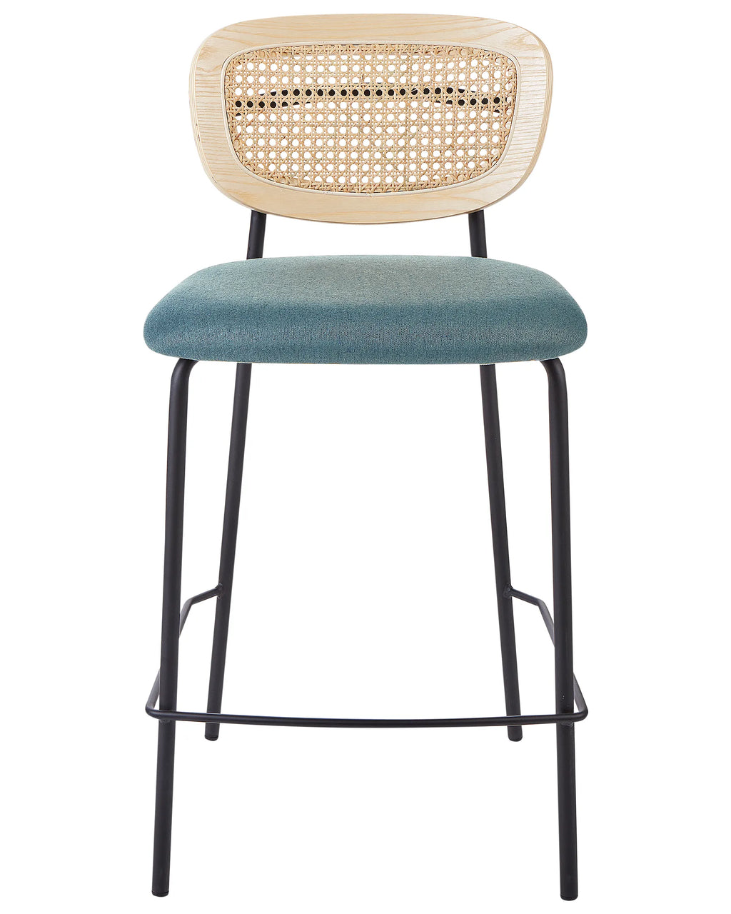 Set of 2 Bar Chairs MAYETTA Rattan Teal