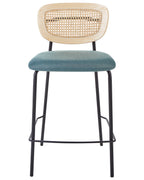 Set of 2 Bar Chairs MAYETTA Rattan Teal