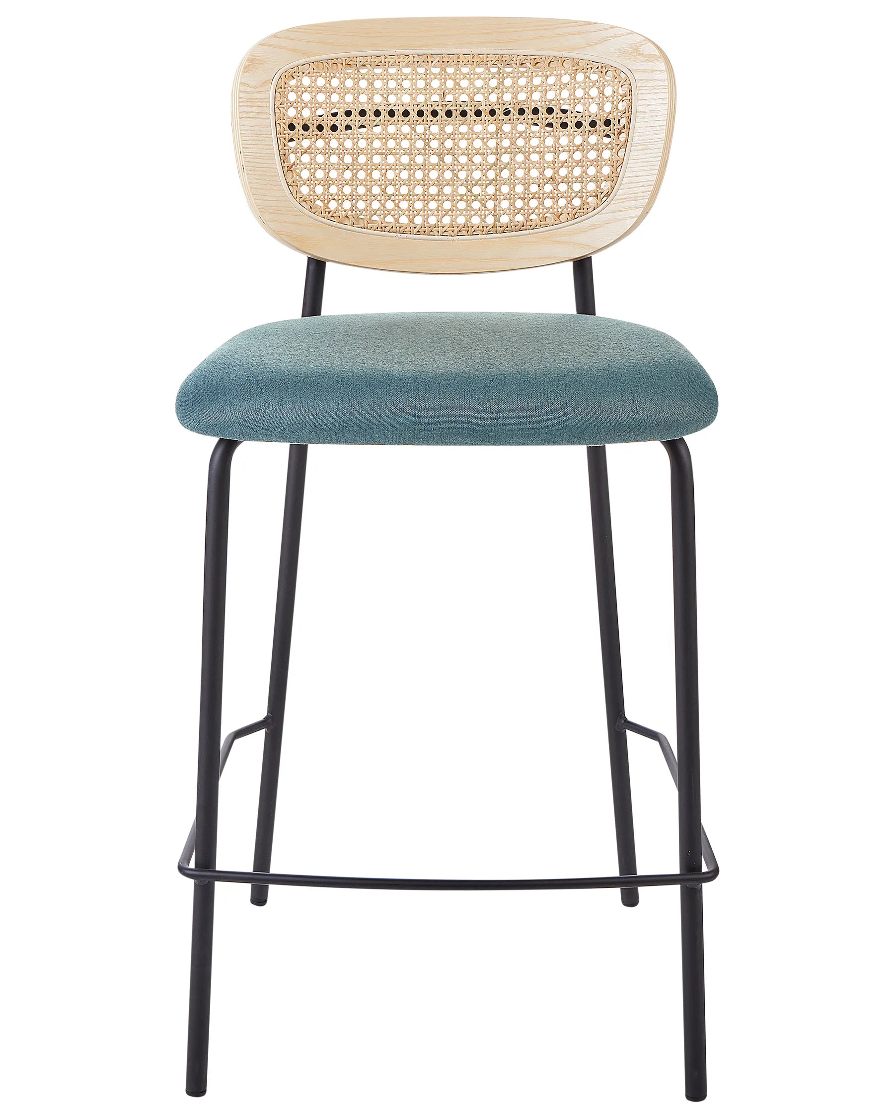 Set of 2 Bar Chairs MAYETTA Rattan Teal