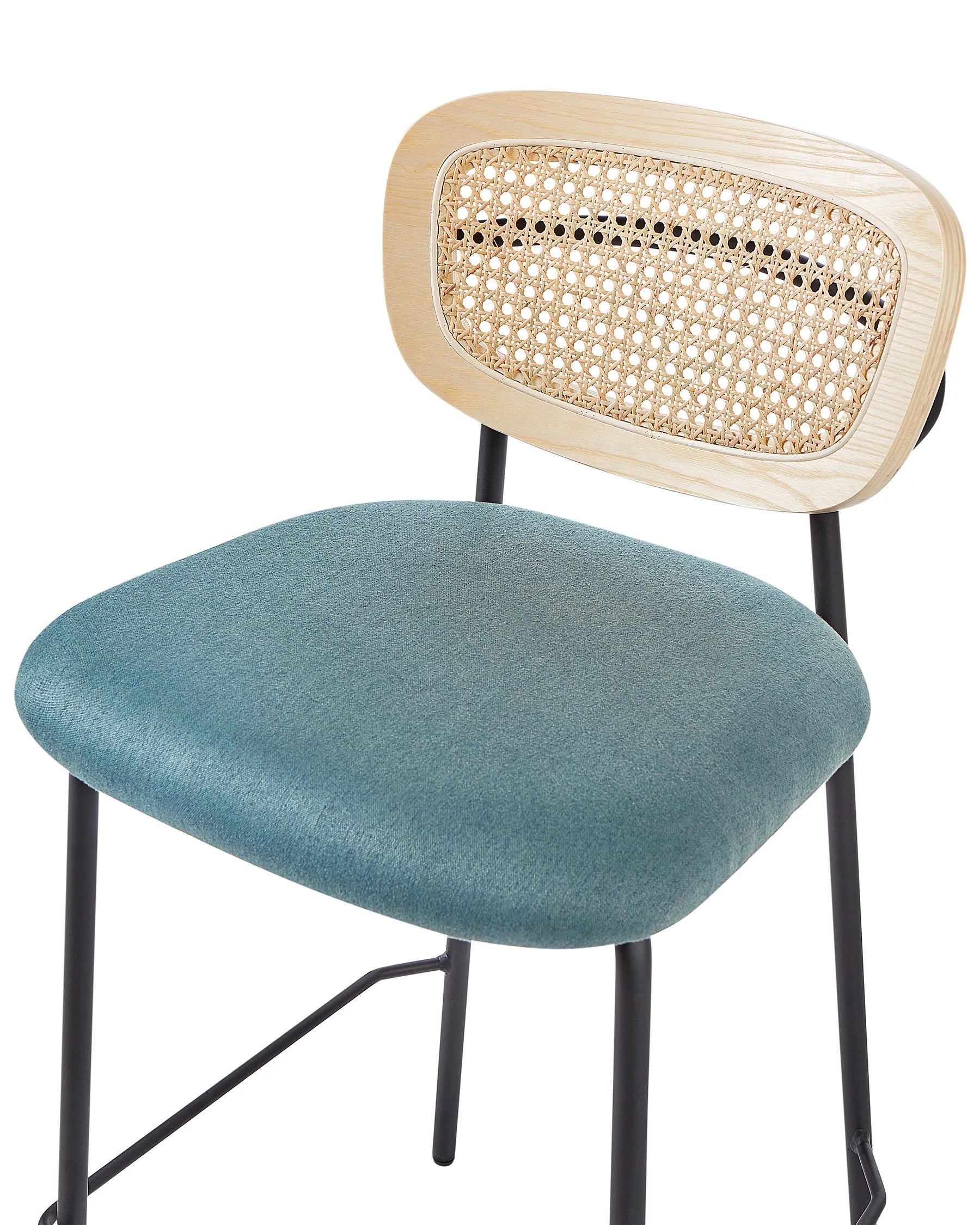 Set of 2 Bar Chairs MAYETTA Rattan Teal