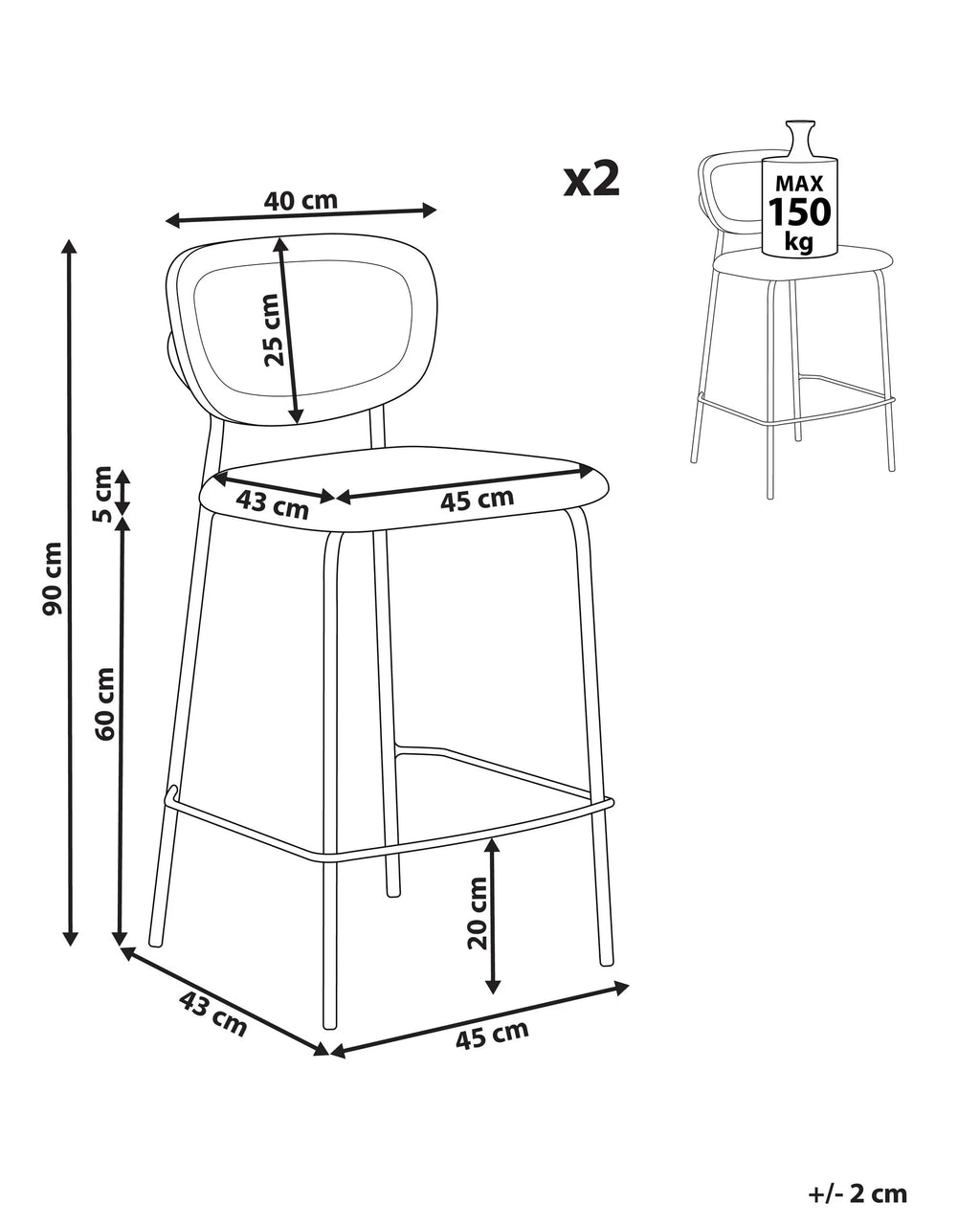 Set of 2 Bar Chairs MAYETTA Rattan Orange