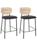 Set of 2 Bar Chairs MAYETTA Rattan Black