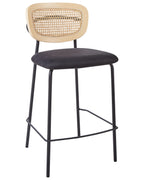 Set of 2 Bar Chairs MAYETTA Rattan Black