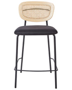 Set of 2 Bar Chairs MAYETTA Rattan Black