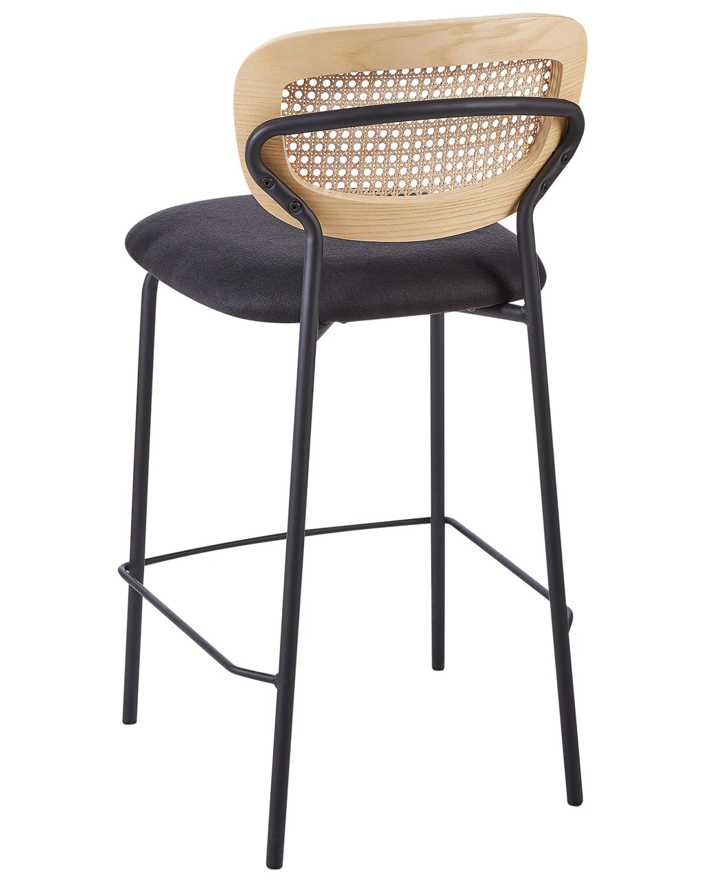 Set of 2 Bar Chairs MAYETTA Rattan Black