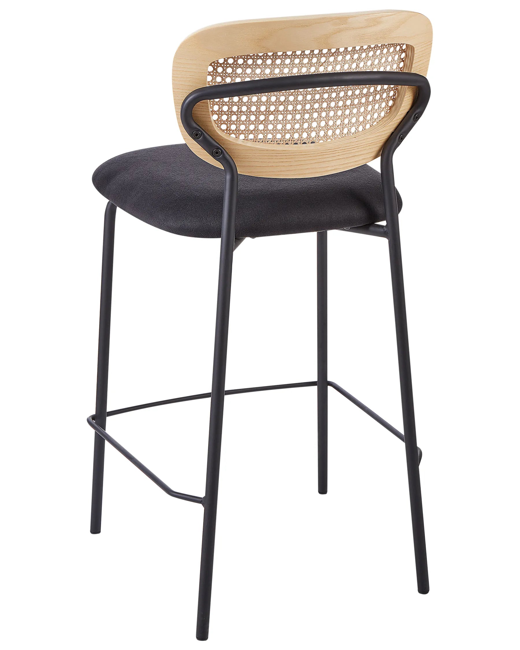 Set of 2 Bar Chairs MAYETTA Rattan Black
