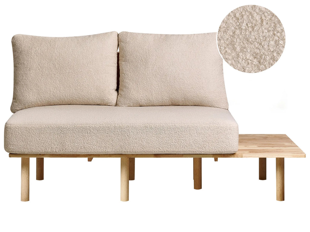 Sofa 2 Seater SALO Boucle Beige with Tables
