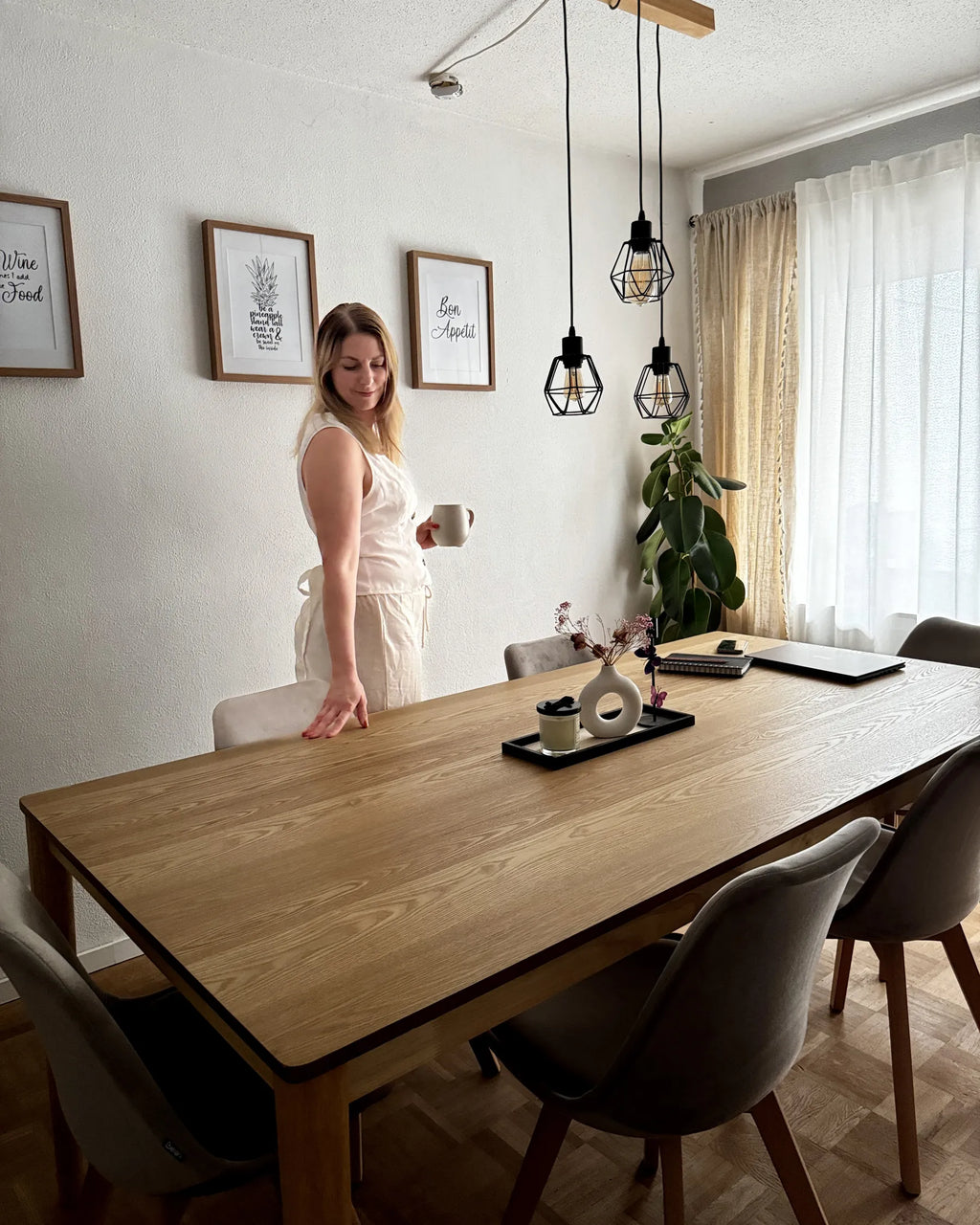 Dining Table ERMELO Natural Ash Wood 200 cm 100 cm