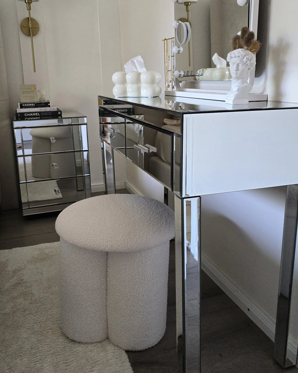 Pouffe CARRINGTON Boucle Off-White