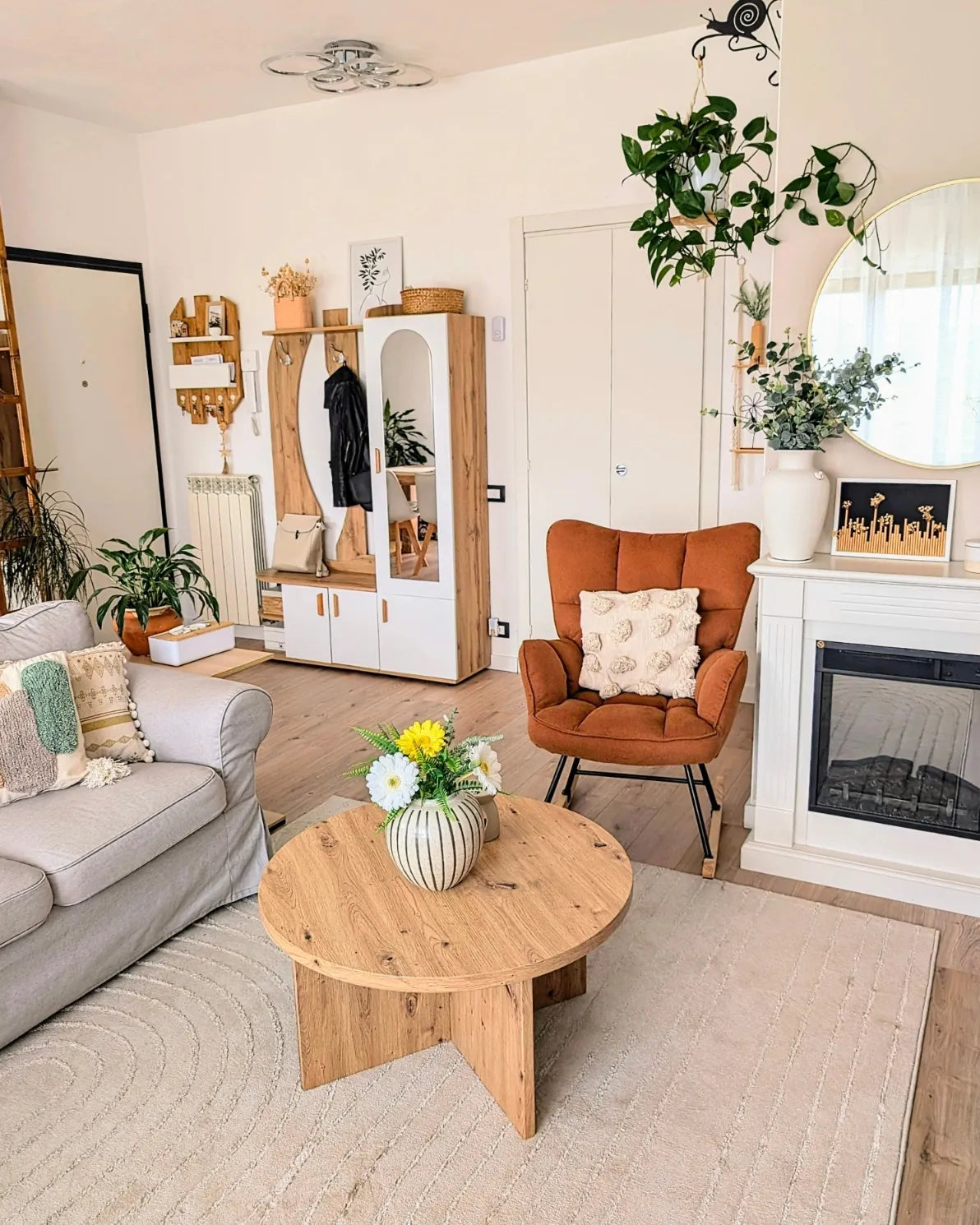 Rocking Chair OULU Fabric Brown