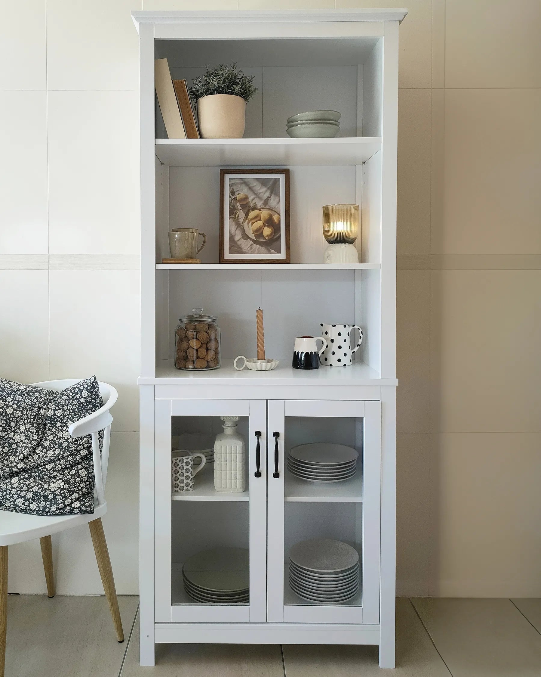 Glass Display Cabinet LUSBY 75 cm White