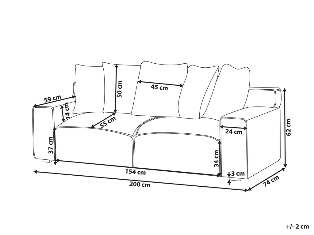 Sofa 3 Seater VISKAN Corduroy Light Beige
