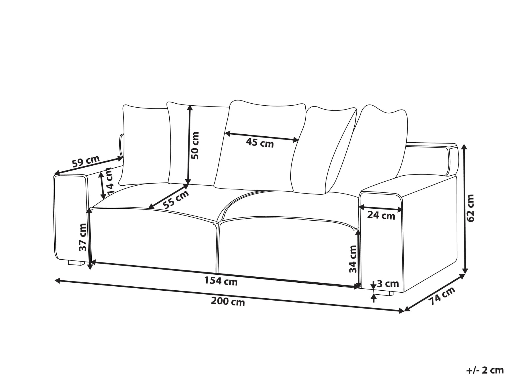 Sofa 3 Seater VISKAN Corduroy Light Beige