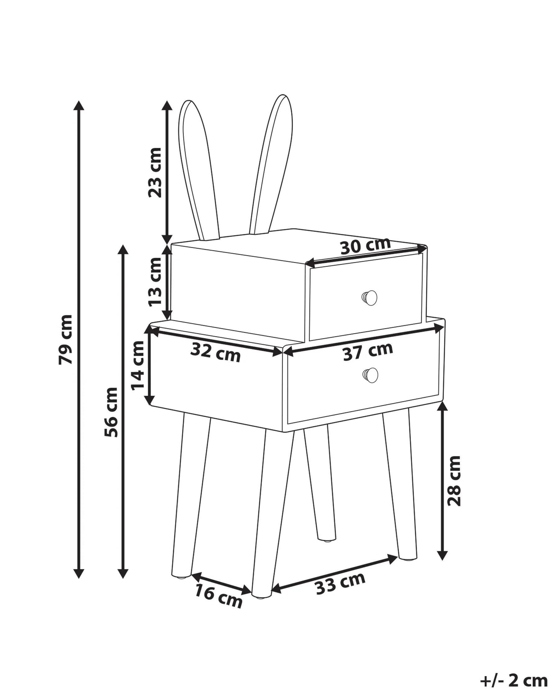2 Drawer Bedside Table BANKS White