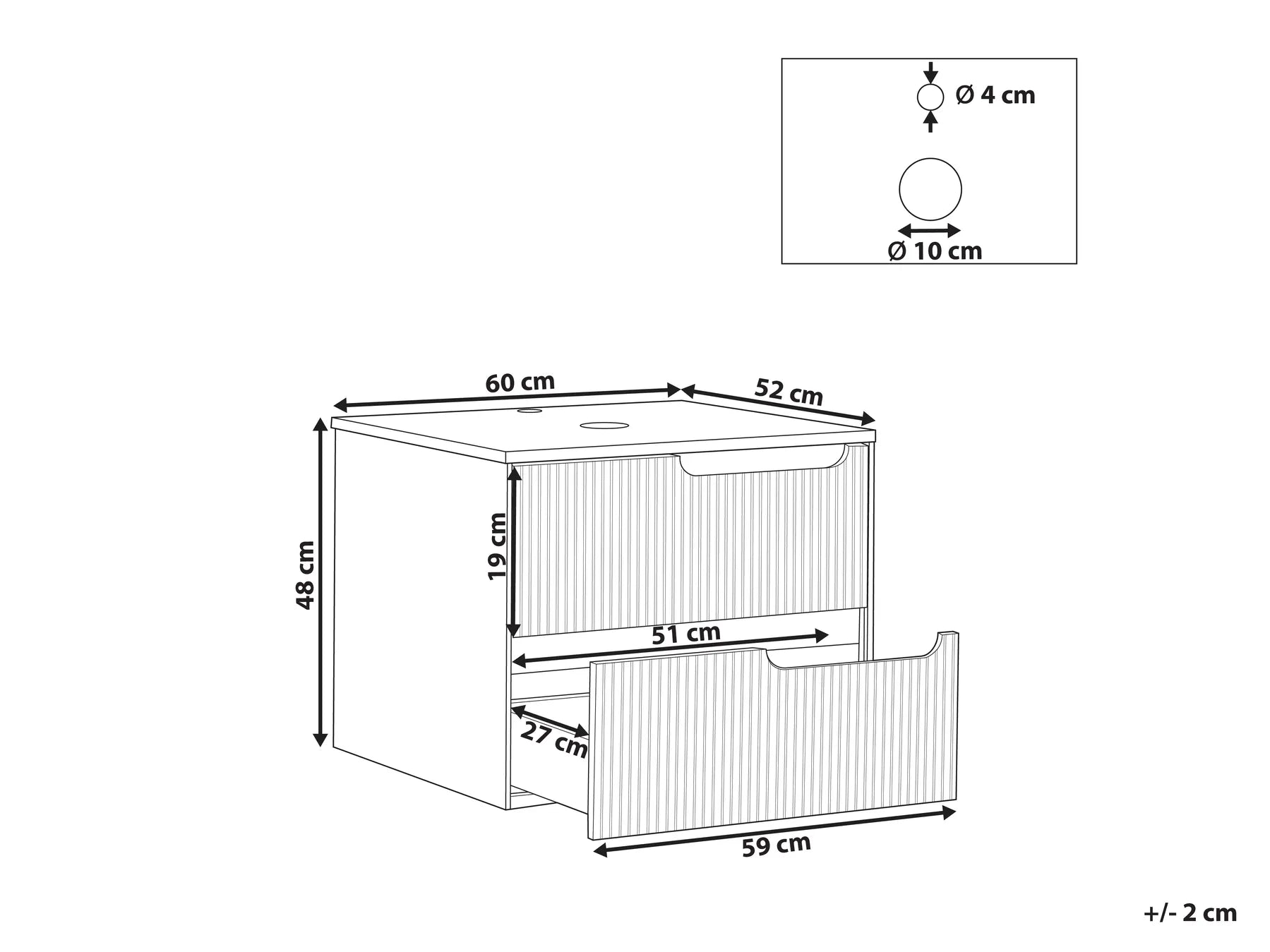 Wall Mounted Vanity Unit QUINTELA 60 cm Black
