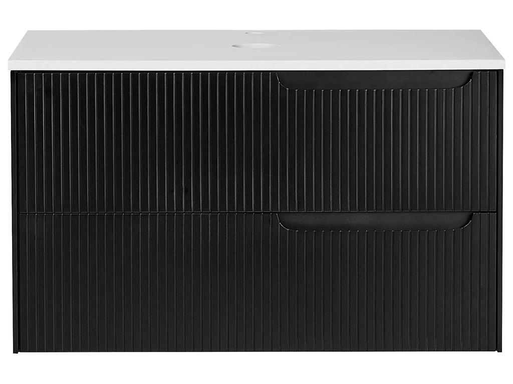 Wall Mounted Vanity Unit QUINTELA 80 cm Black