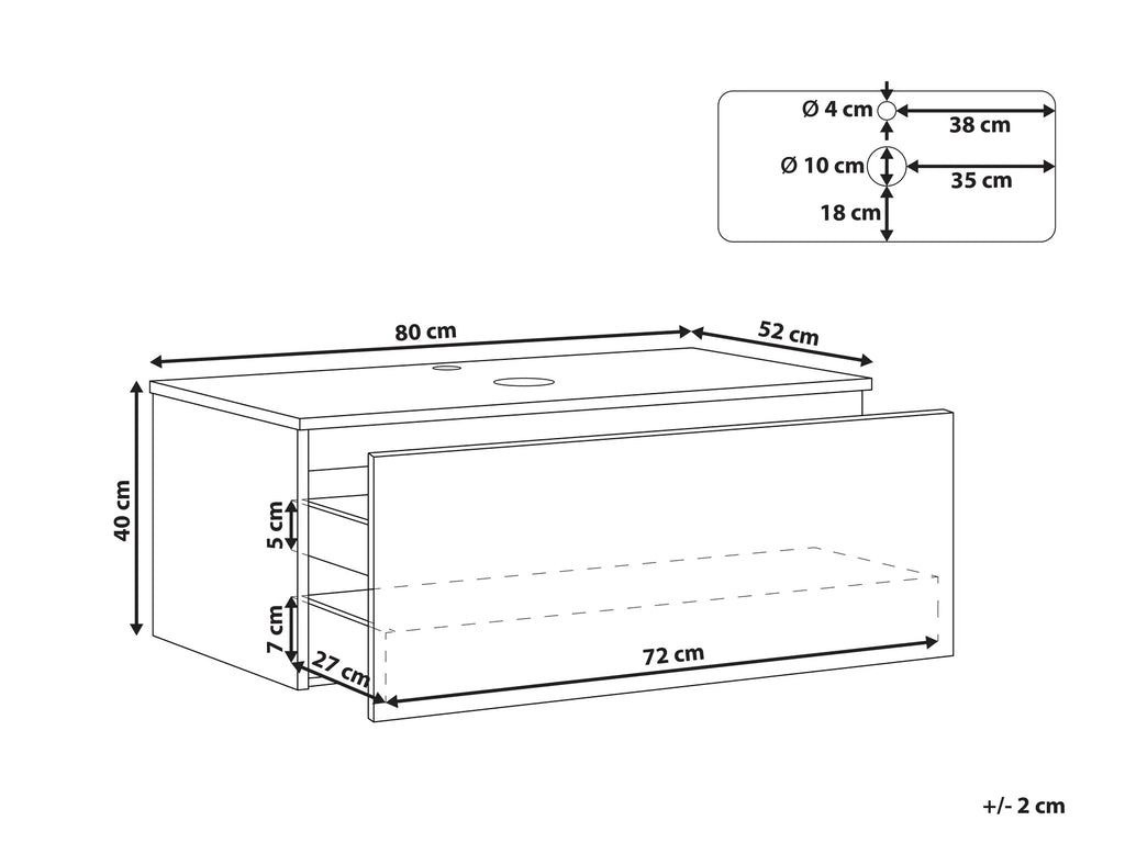 Wall Mounted Vanity Unit ALZIRA 80 cm White