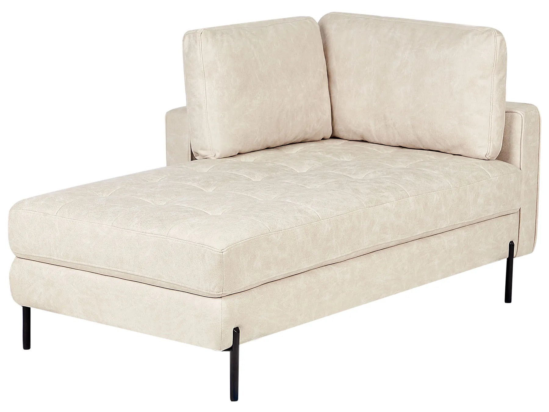 Right-Hand Chaise Lounge REBAIS Faux Leather Light Beige