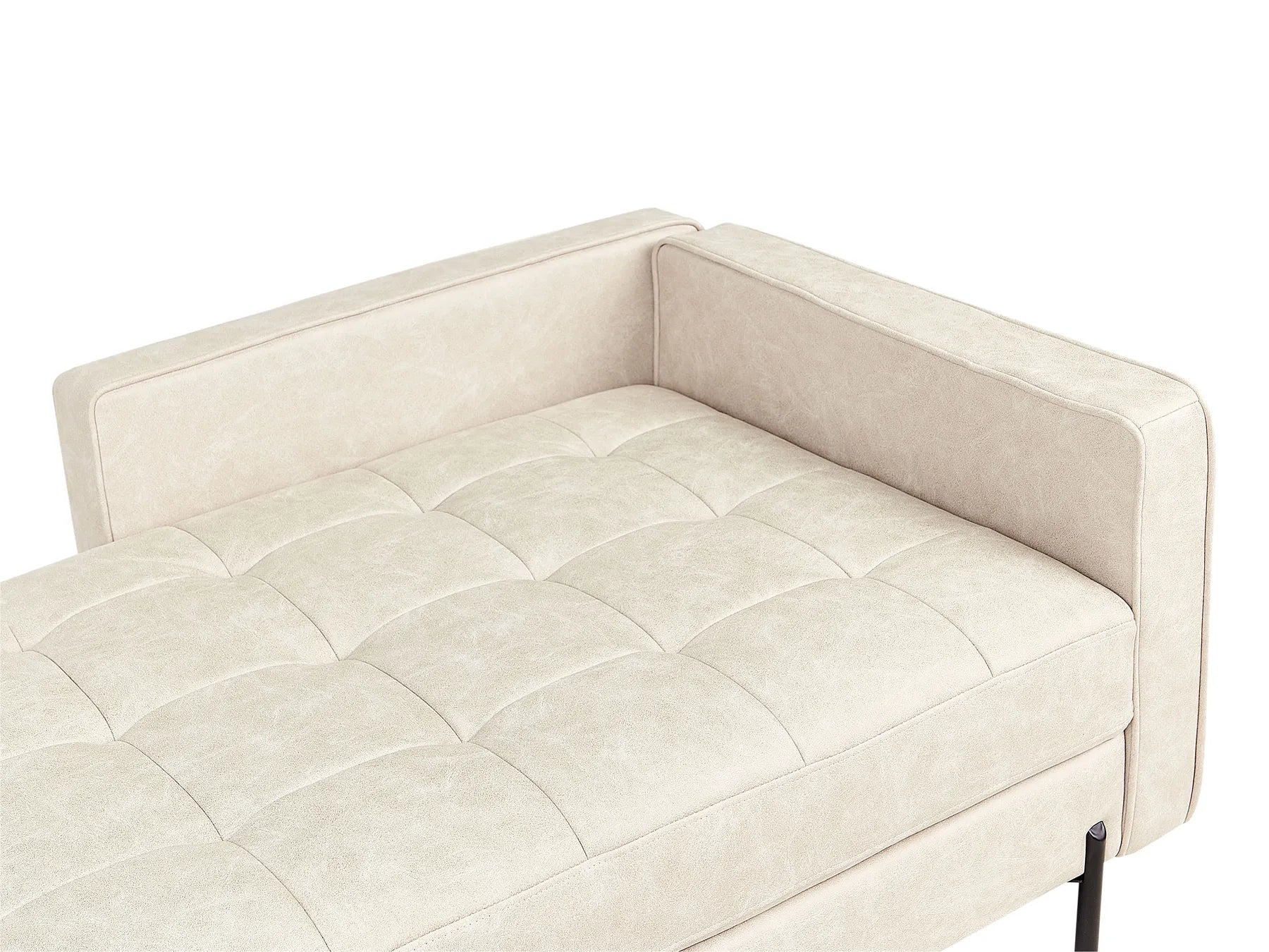 Right-Hand Chaise Lounge REBAIS Faux Leather Light Beige