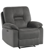 Electric Recliner Chair BERGEN With Footrest LED Velvet Dark Grey