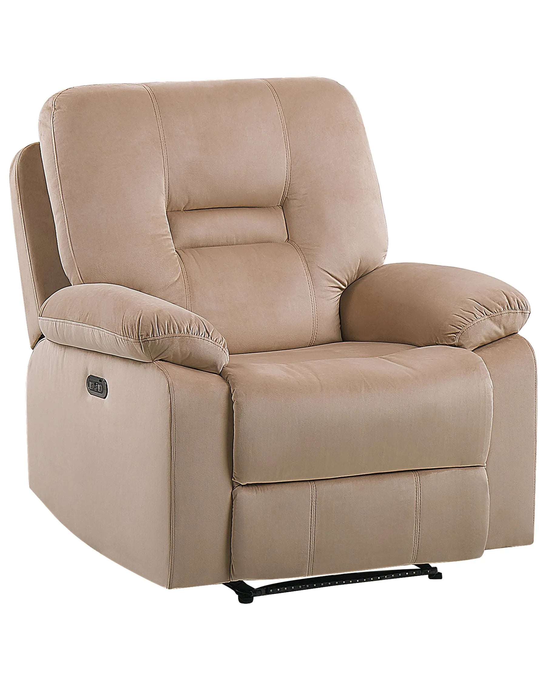 Electric Recliner Chair BERGEN With Footrest LED Velvet Sand Beige