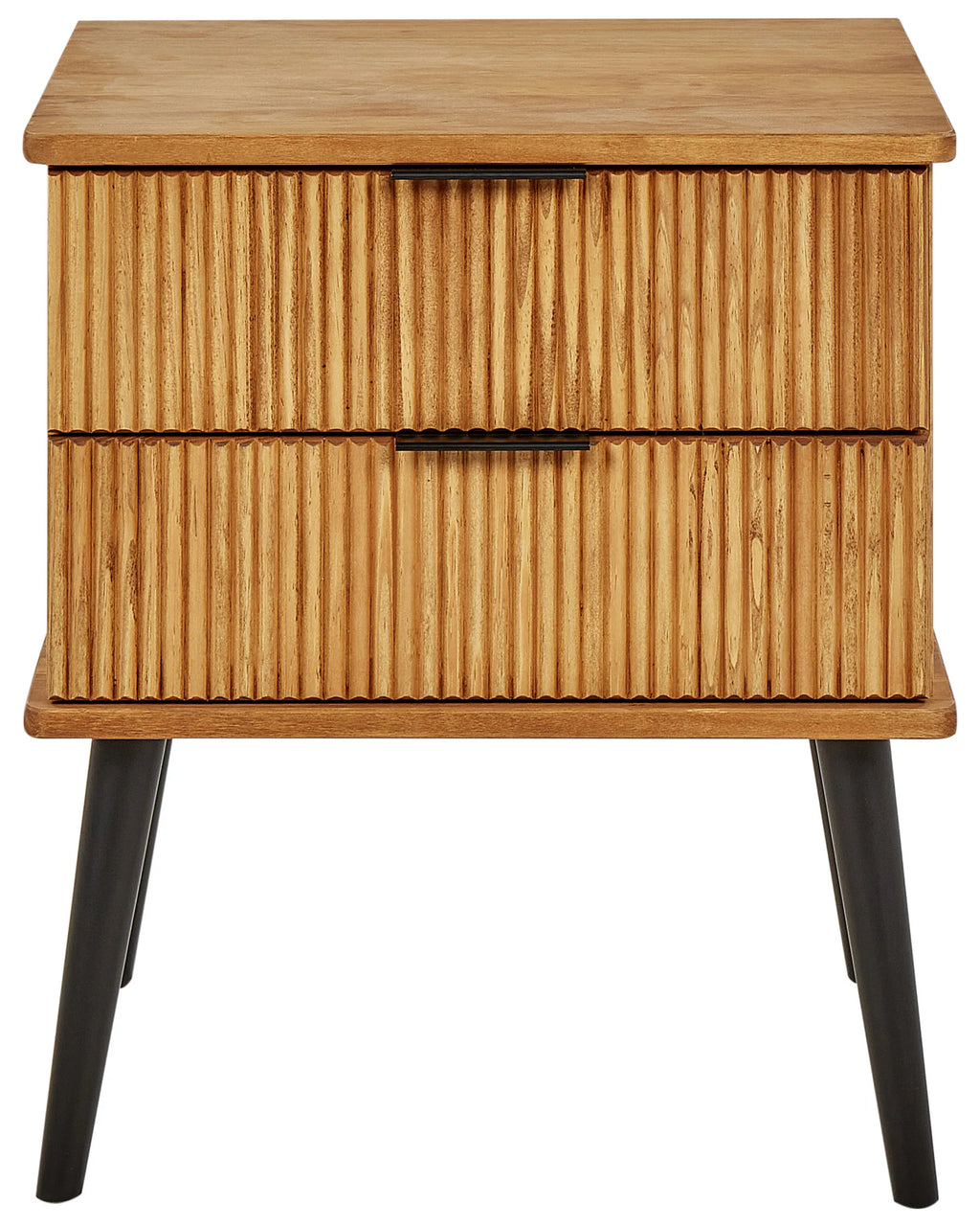 2 Drawer Bedside Table TIMMINS Pine Wood Brown