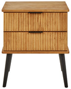 2 Drawer Bedside Table TIMMINS Pine Wood Brown