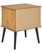 2 Drawer Bedside Table TIMMINS Pine Wood Brown