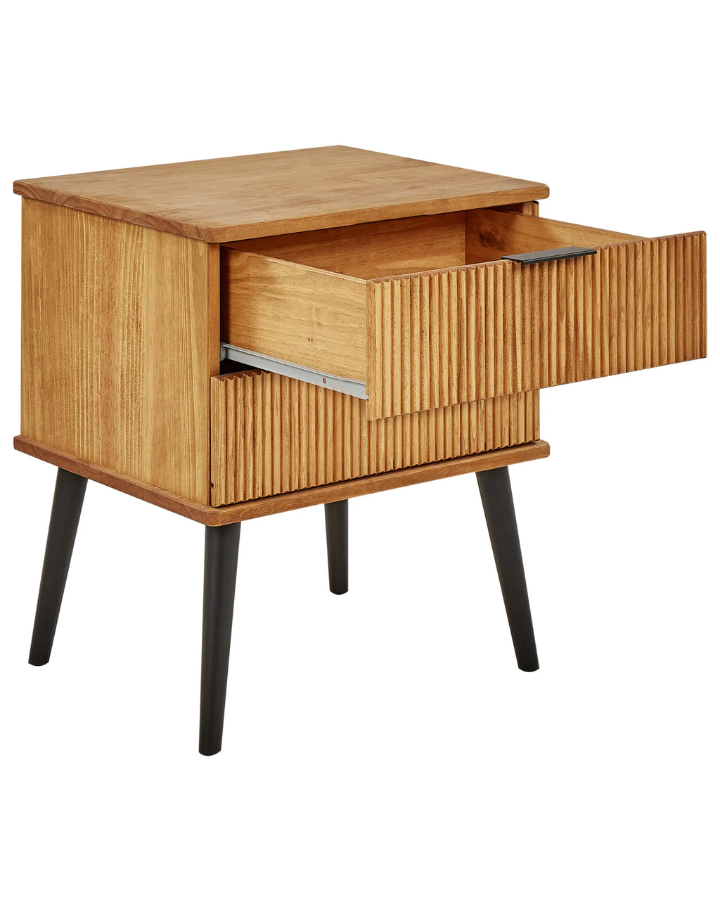 2 Drawer Bedside Table TIMMINS Pine Wood Brown