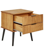 2 Drawer Bedside Table TIMMINS Pine Wood Brown
