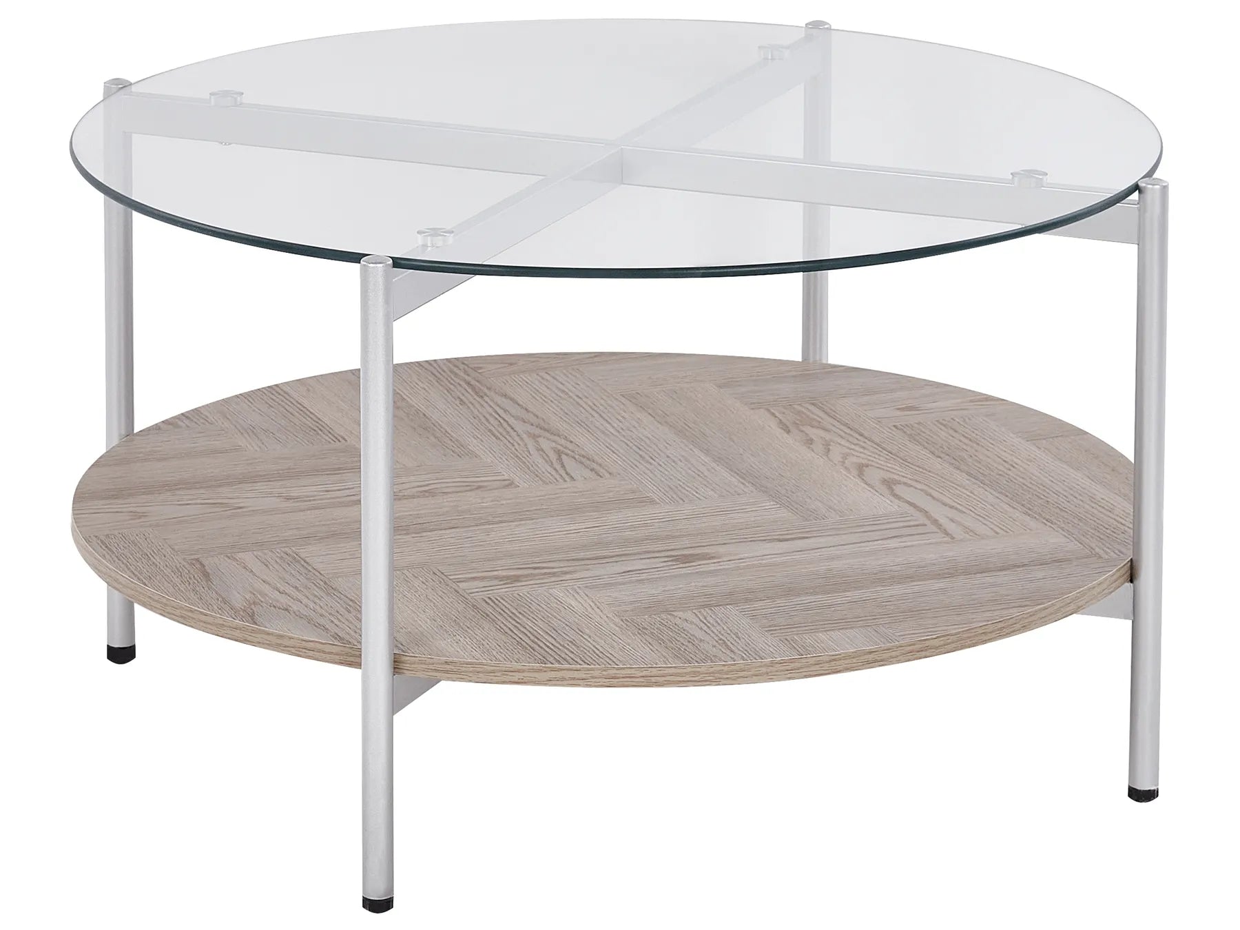 Coffee Table LOVELL Tempered Glass Silver