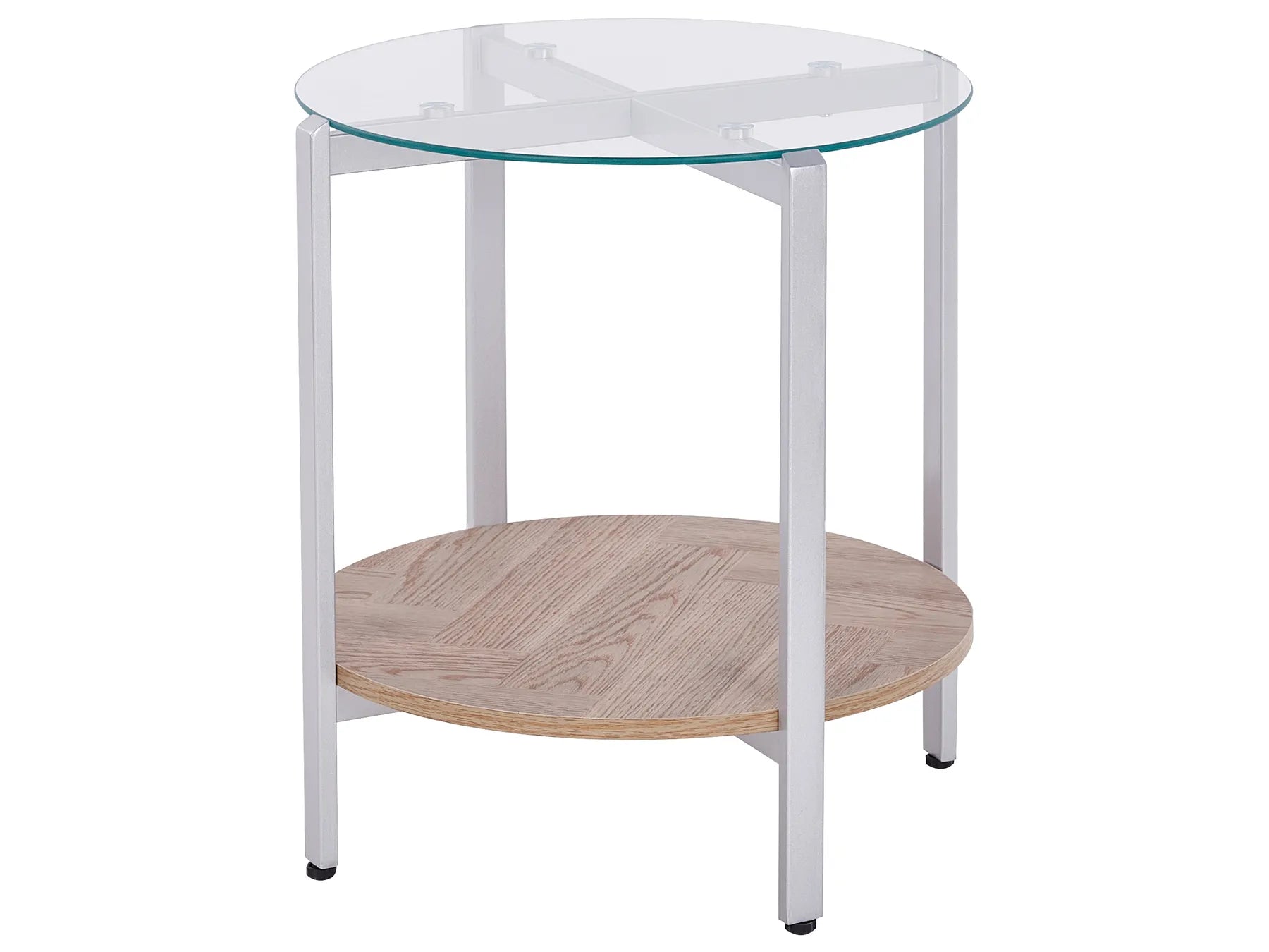 Side Table LOVELL Tempered Glass Silver