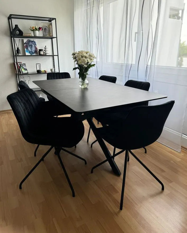 Set of 2 Dining Chairs NAVASOTA Velvet Black