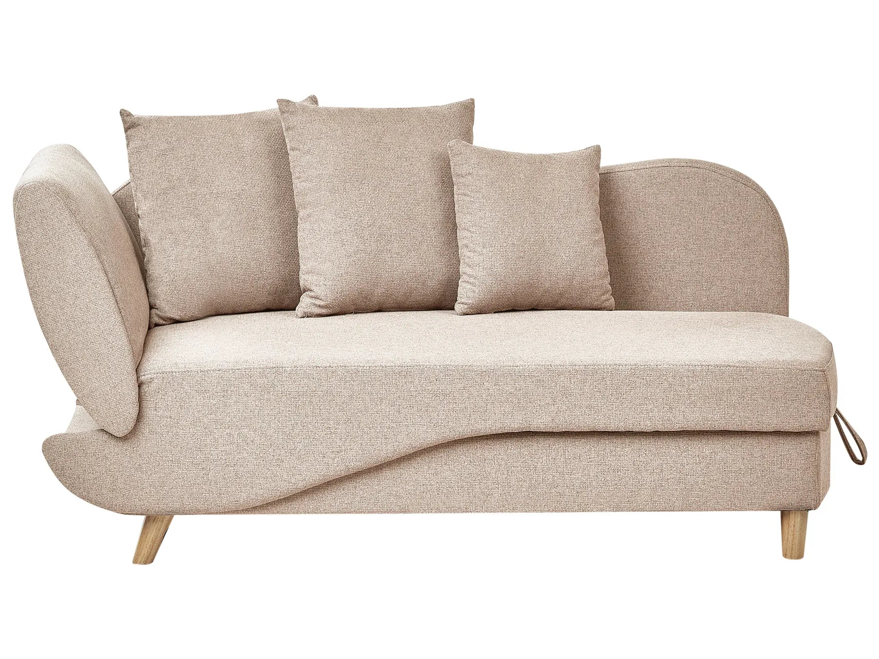 Left-Hand Chaise Lounge MERI Faux Linen Light Brown with Storage