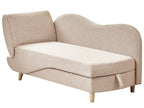 Left-Hand Chaise Lounge MERI Faux Linen Light Brown with Storage