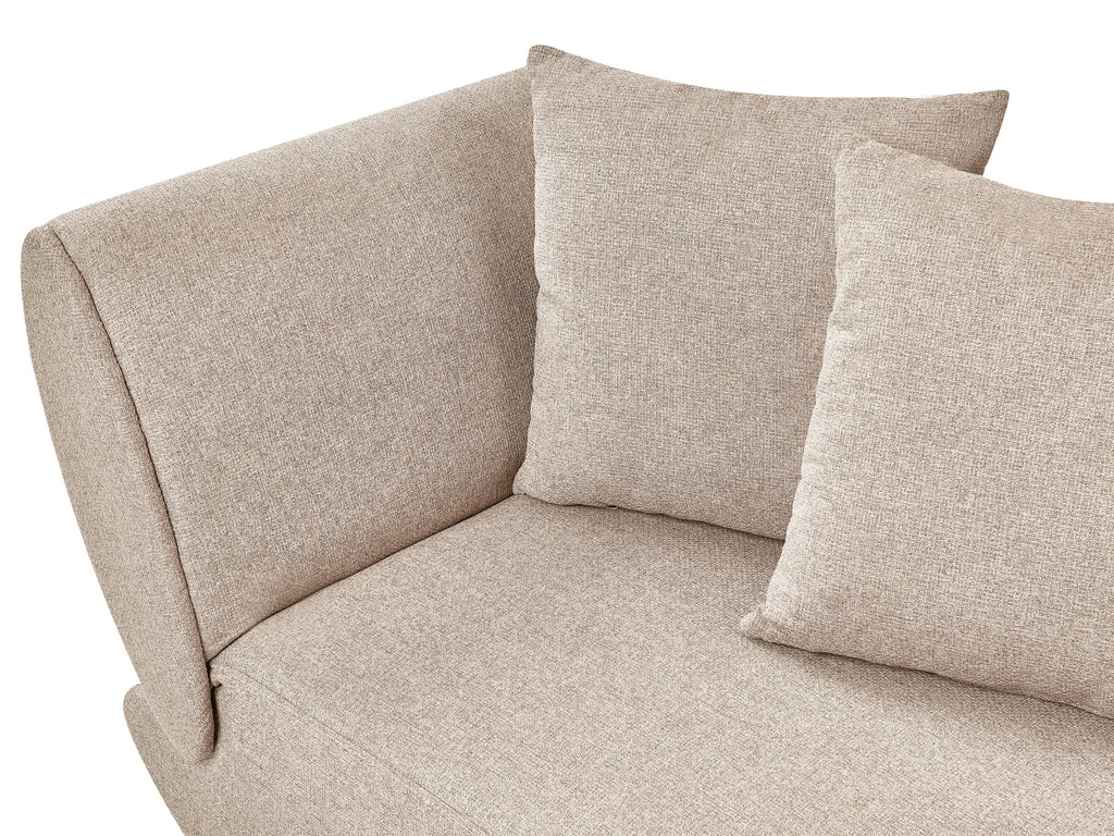 Left-Hand Chaise Lounge MERI Faux Linen Light Brown with Storage