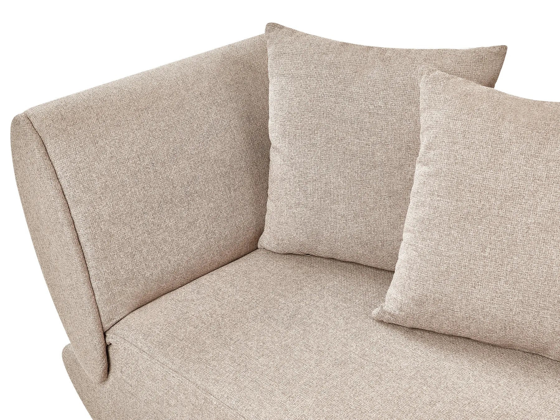 Left-Hand Chaise Lounge MERI Faux Linen Light Brown with Storage