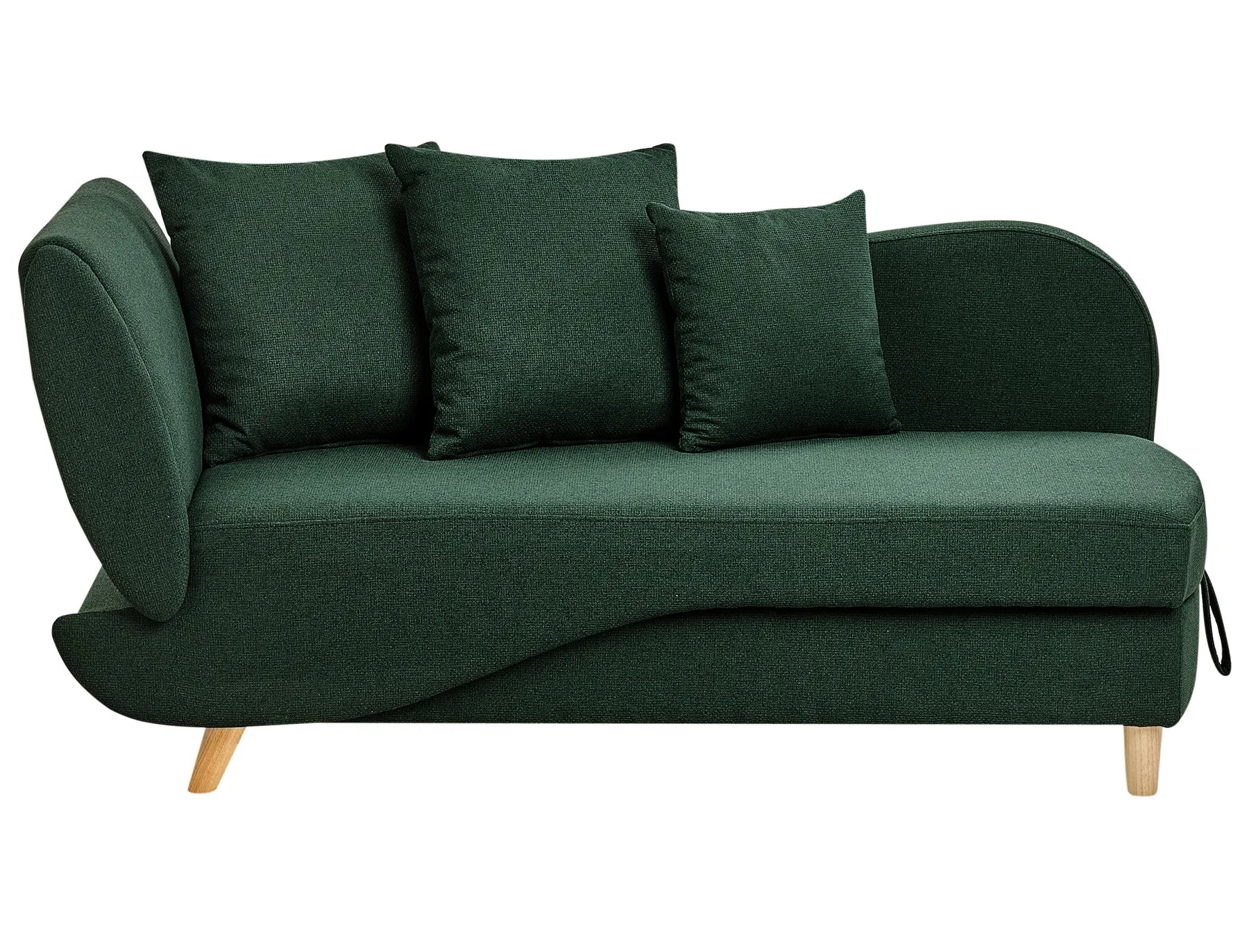 Left-Hand Chaise Lounge MERI Faux Linen Green with Storage