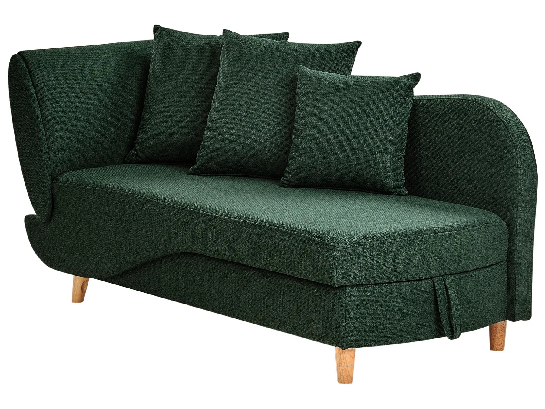 Left-Hand Chaise Lounge MERI Faux Linen Green with Storage