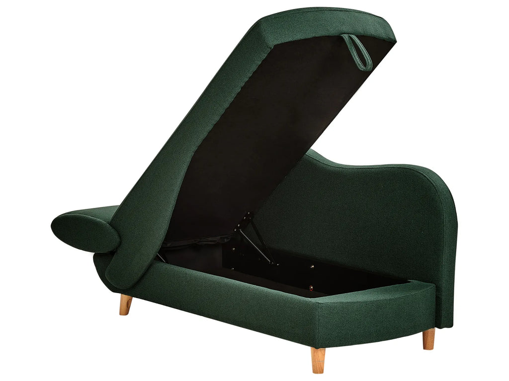 Left-Hand Chaise Lounge MERI Faux Linen Green with Storage
