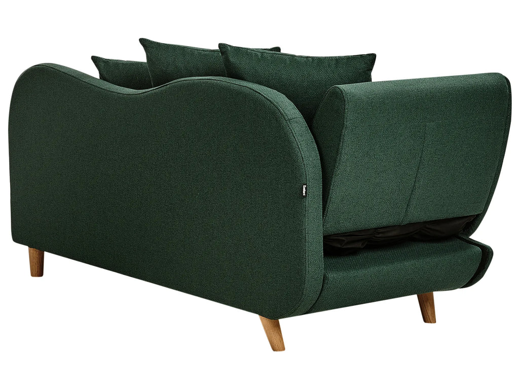 Left-Hand Chaise Lounge MERI Faux Linen Green with Storage