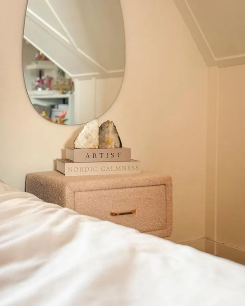 1 Drawer Bedside Table FLAYAT Boucle Beige