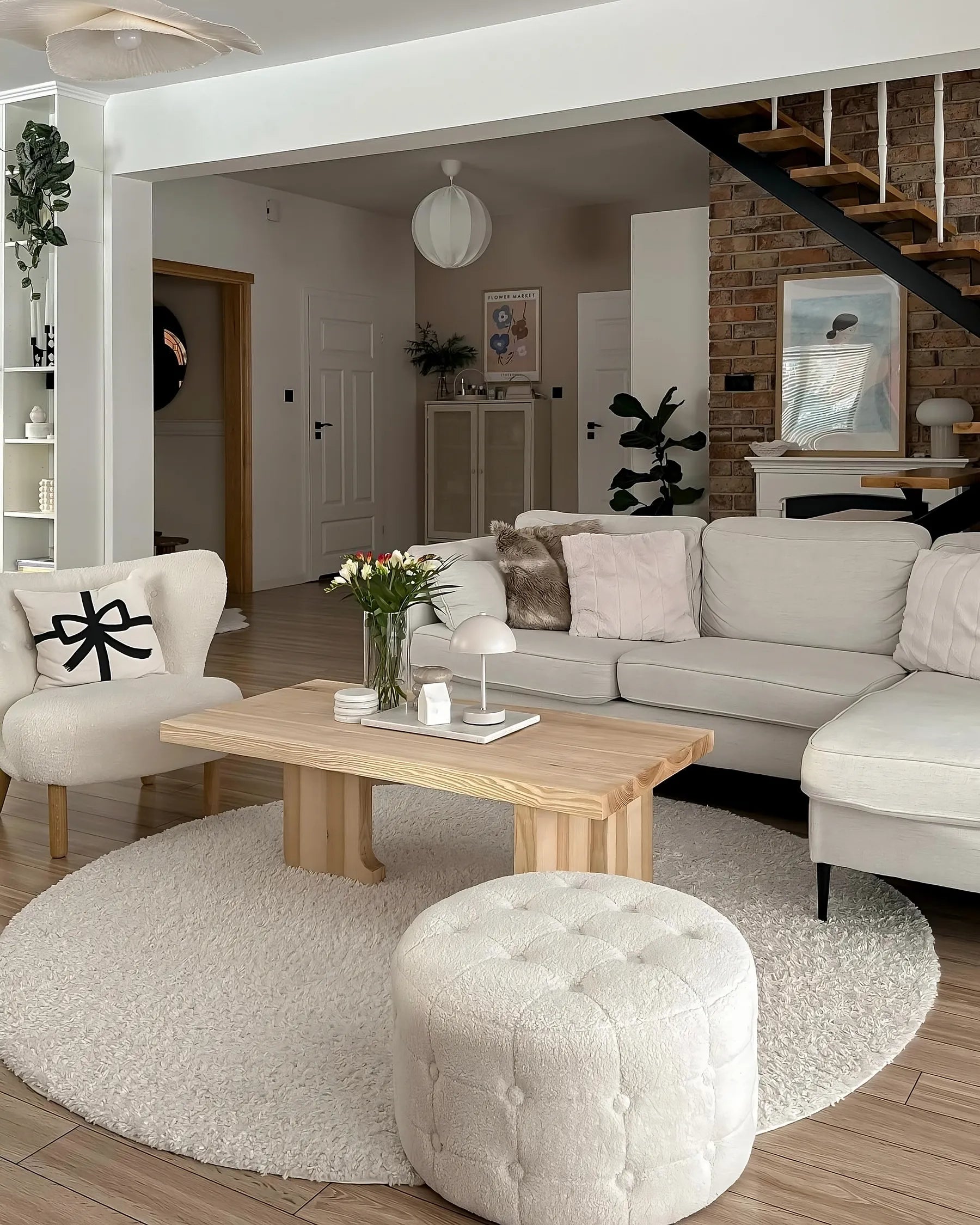 Pouffe TAMPA Boucle White